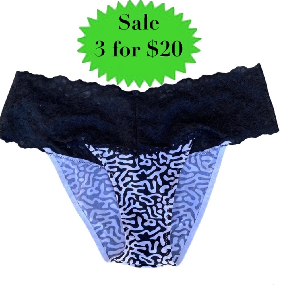 BOOTAYBAG panties black lace zebra print white bikini underwear womens cheeky M